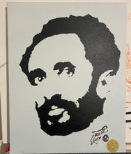 Load image into Gallery viewer, 14x11 Fawaz x Ripkitty ‘Black & White Silhouette of Emperor Selassie’ Canvas Art Print