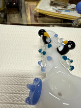 Load image into Gallery viewer, Ripkitty 4.5" Tobacco Dry Herb Hand Pipe Spoon Color Tube Glass with Penguins Art