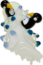 Load image into Gallery viewer, Ripkitty 4.5" Tobacco Dry Herb Hand Pipe Spoon Color Tube Glass with Penguins Art
