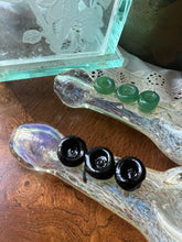 Load image into Gallery viewer, Ripkitty 4” Large Silver Fumed Frit with Marble Accents Glass Dry Herb Hand Pipe