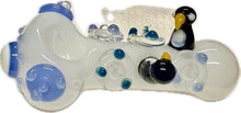 Load image into Gallery viewer, Ripkitty 4.5" Tobacco Dry Herb Hand Pipe Spoon Color Tube Glass with Penguins Art