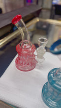 Load and play video in Gallery viewer, Ripkitty 5” Fancy Mini Bong with Rod Color and 14mm Male Bowl – Colors May Vary