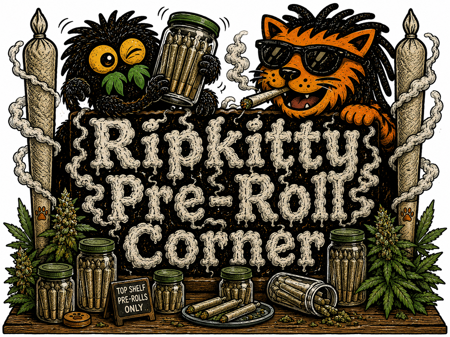Ripkitty x Bud's Growery pre-rolls corner banner