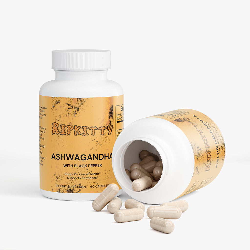 Ripkitty Organic Ashwagandha with Black Pepper - 60 Vegan Capsules
