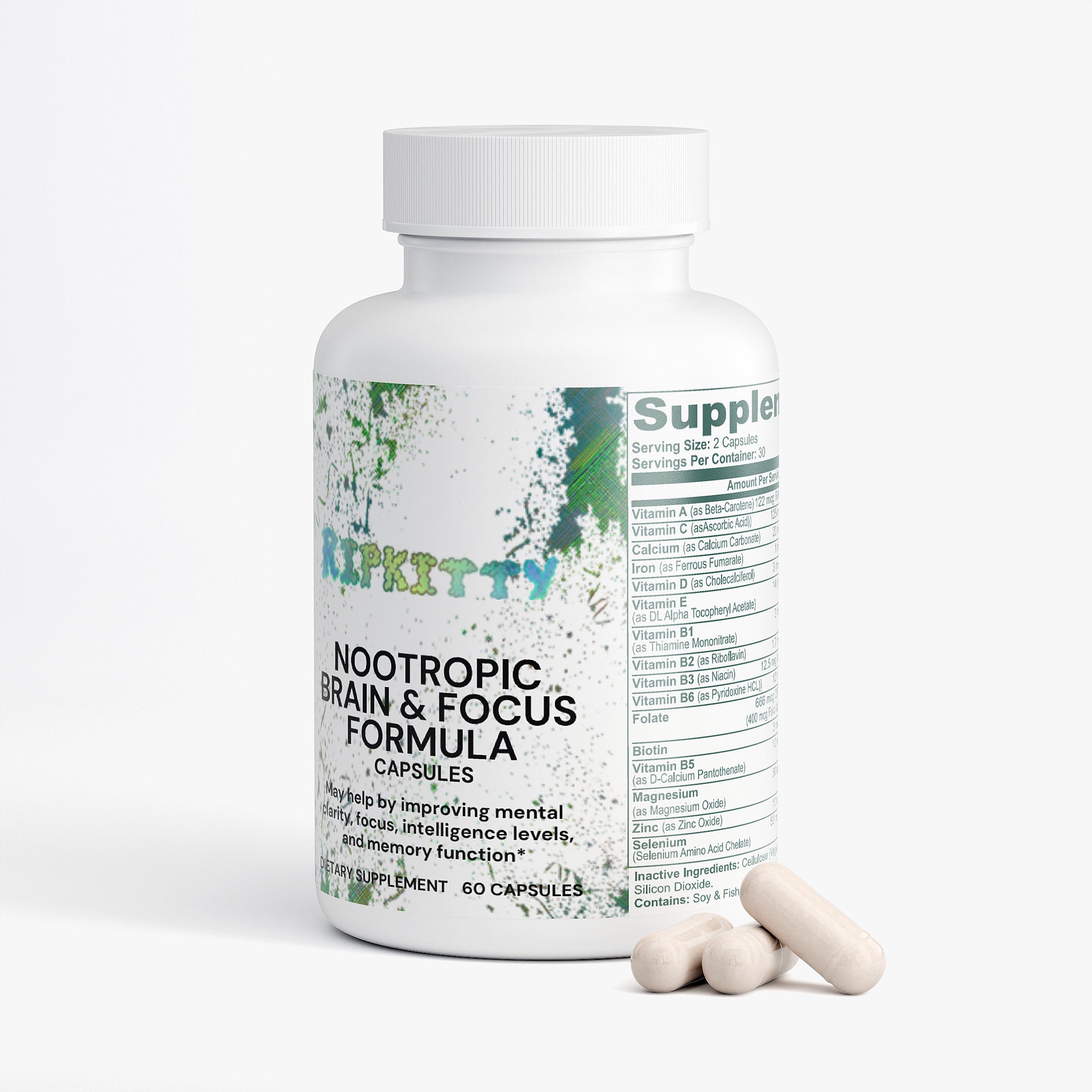 Ripkitty Nootropic Brain & Focus Formula 60 Capsules