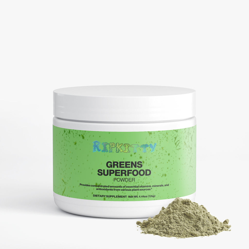 Jar of Greens Superfood Powder with green label on a white background