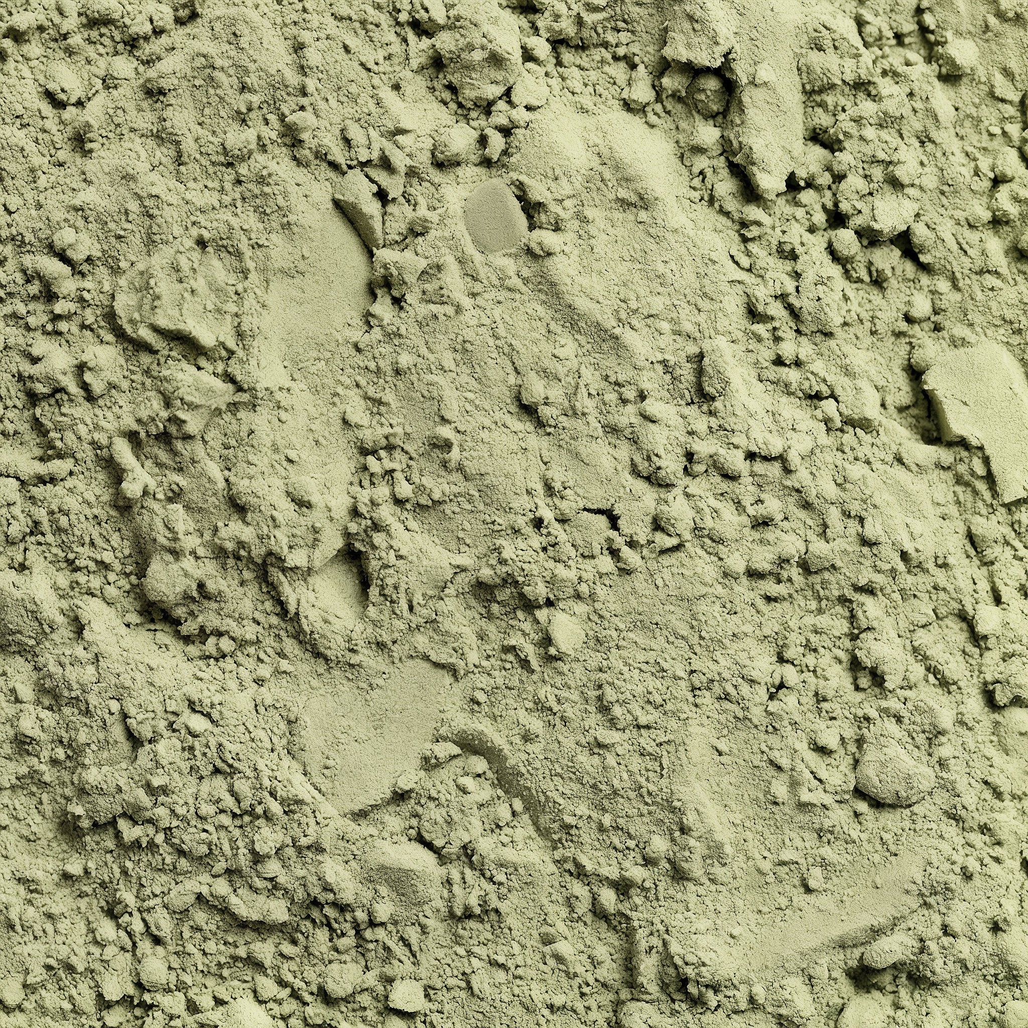 Close-up of greenish-brown powder with small clumps