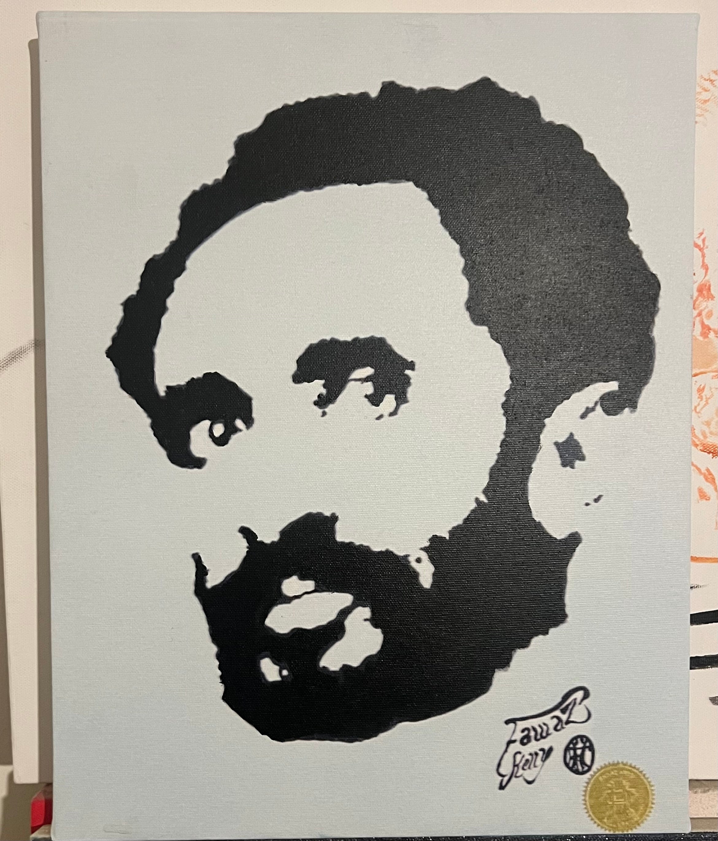 Ripkitty x Fawaz Arts - Haile Selassie B&W Silhouette Canvas Art (14"x11")
