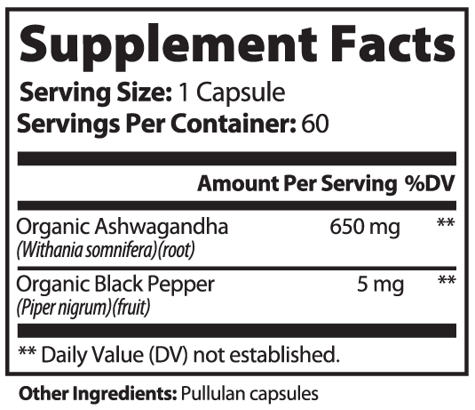 Ripkitty Organic Ashwagandha with Black Pepper - 60 Vegan Capsules