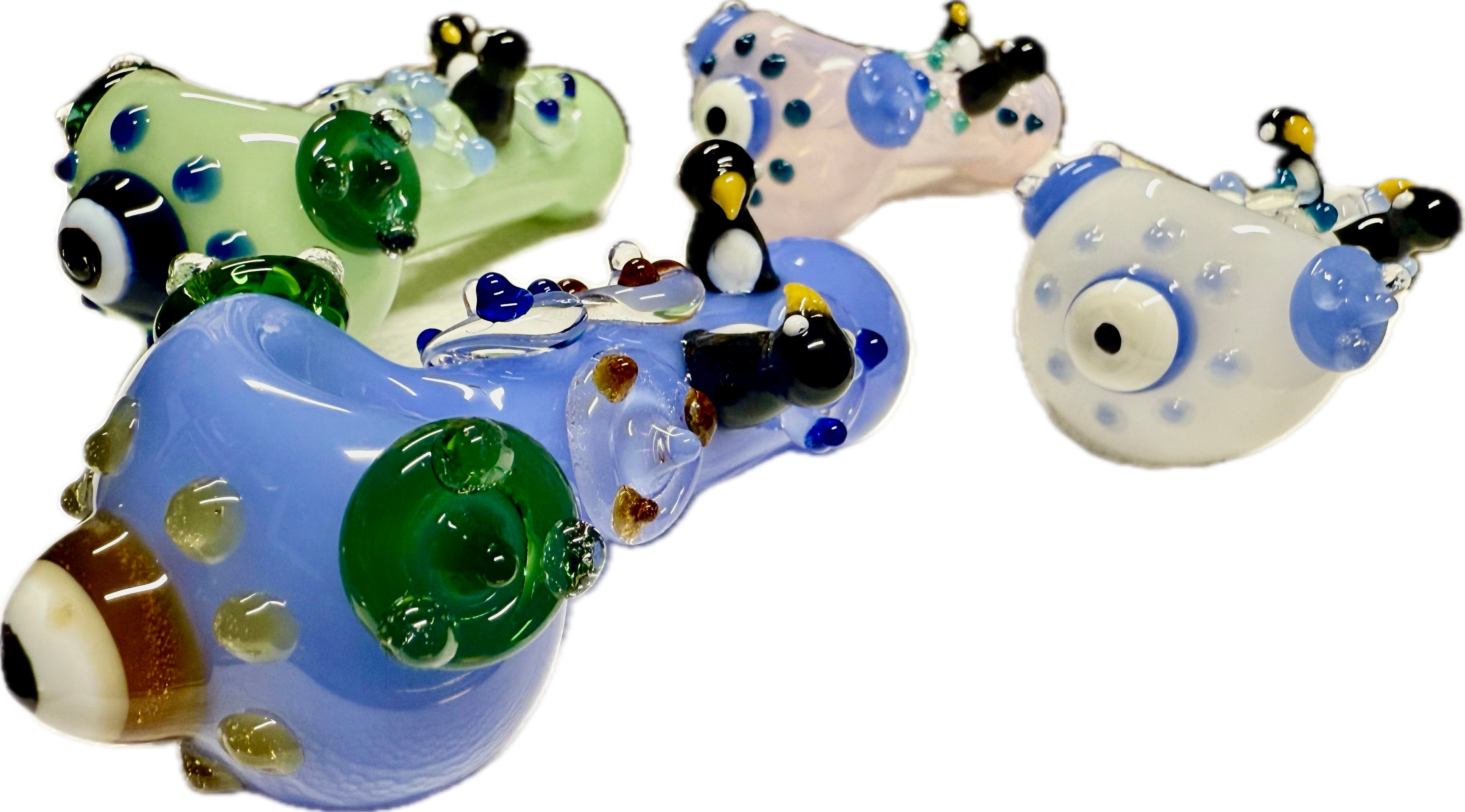 Ripkitty 4.5" Borosilicate Glass Spoon Pipe | Penguin Art Series (Dry Herb/Tobacco)