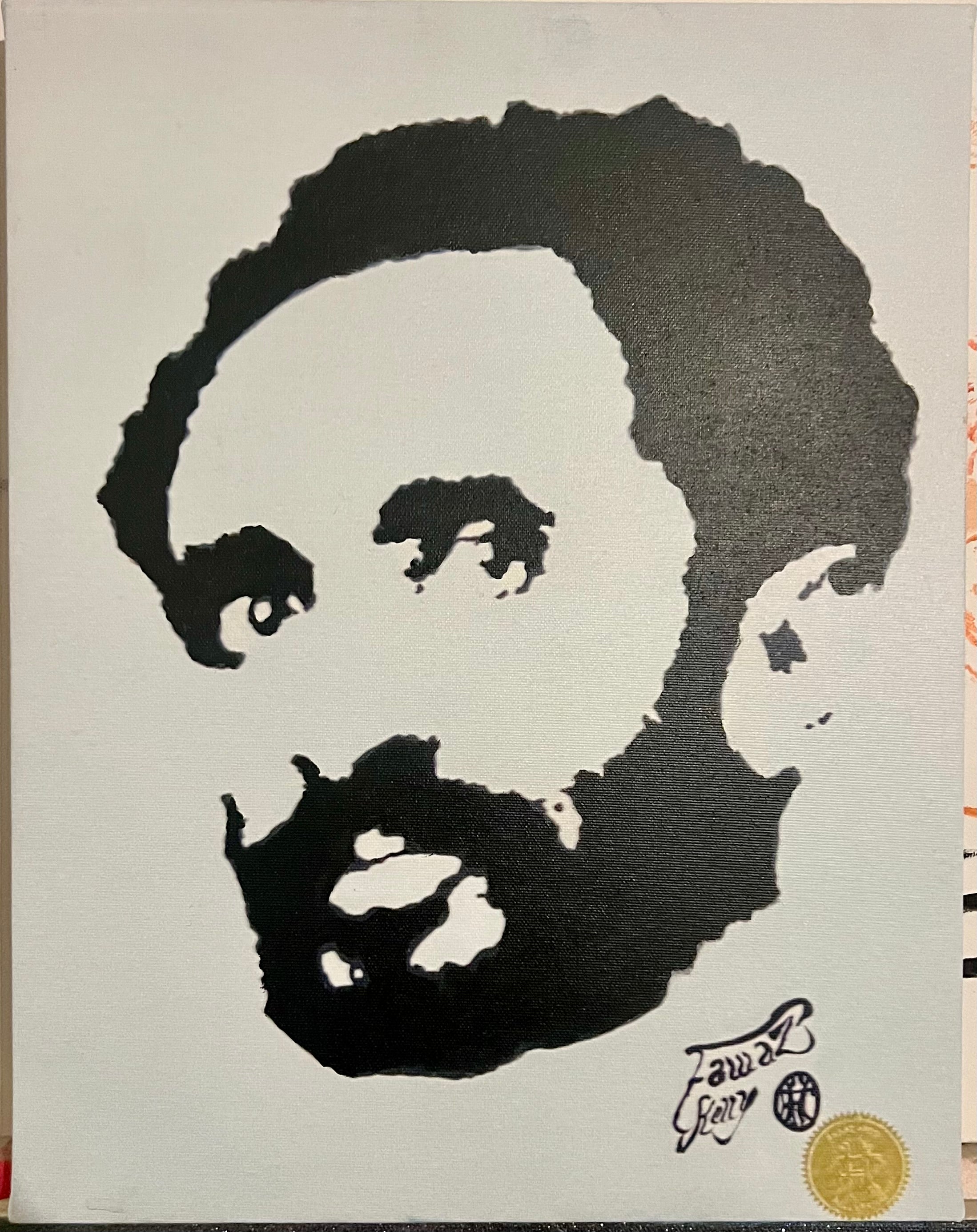 Ripkitty x Fawaz Arts - Haile Selassie B&W Silhouette Canvas Art (14"x11")