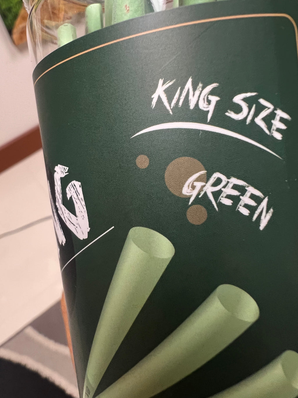 Ubung Green 110mm King Size Unrefined Natural Papers Rolling 4 Cones