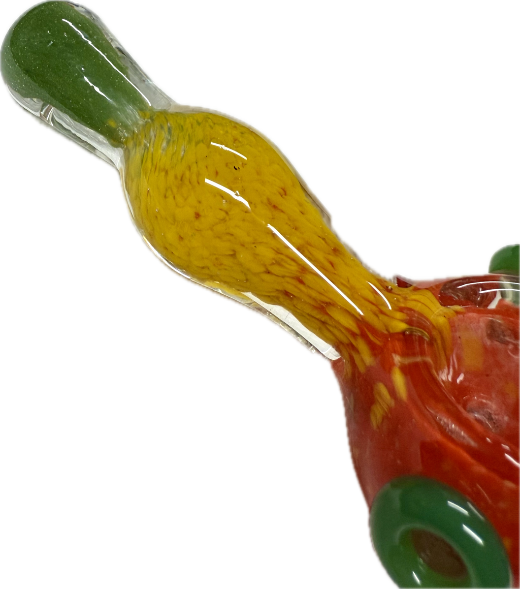 Ripkitty 3.5" Rasta Art Spoon Pipe - Handblown Glass Dry Herb Pipe