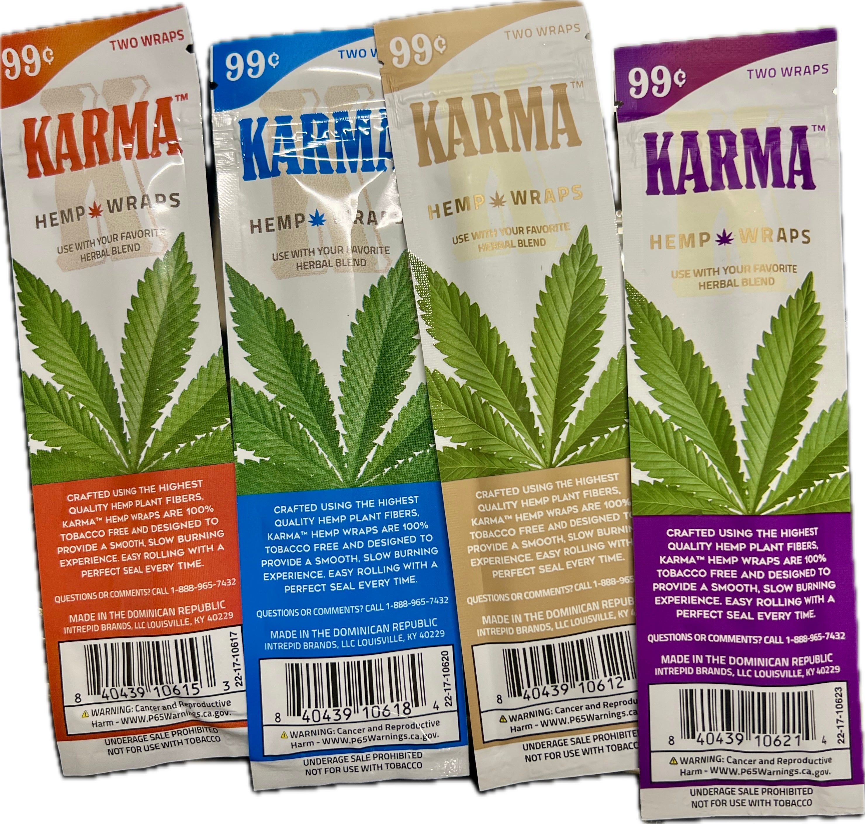 Karma Hemp Wraps Flavor Bundle - 5-Pack Pouches (Tobacco-Free)