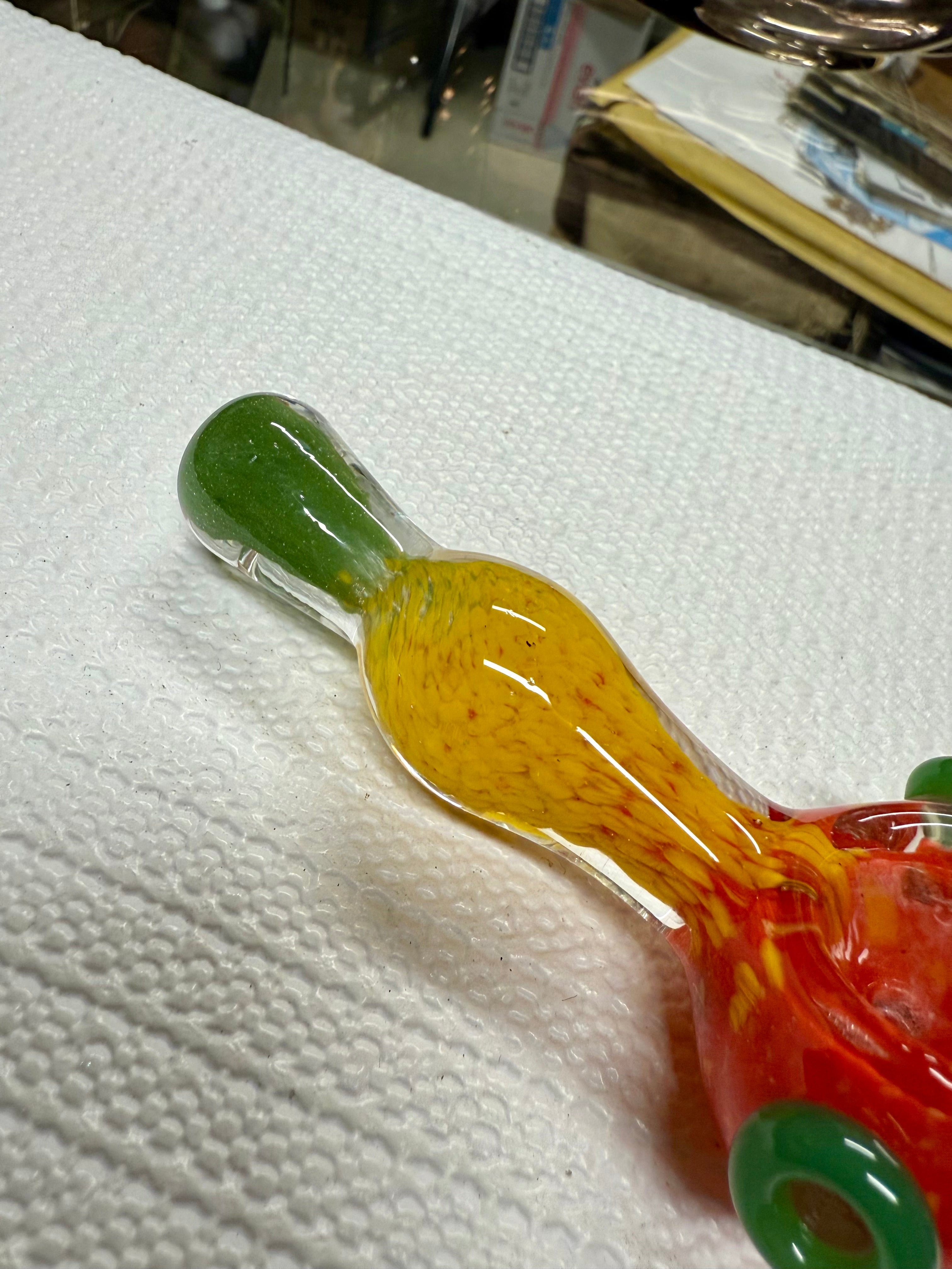 Ripkitty 3.5" Rasta Art Spoon Pipe - Handblown Glass Dry Herb Pipe