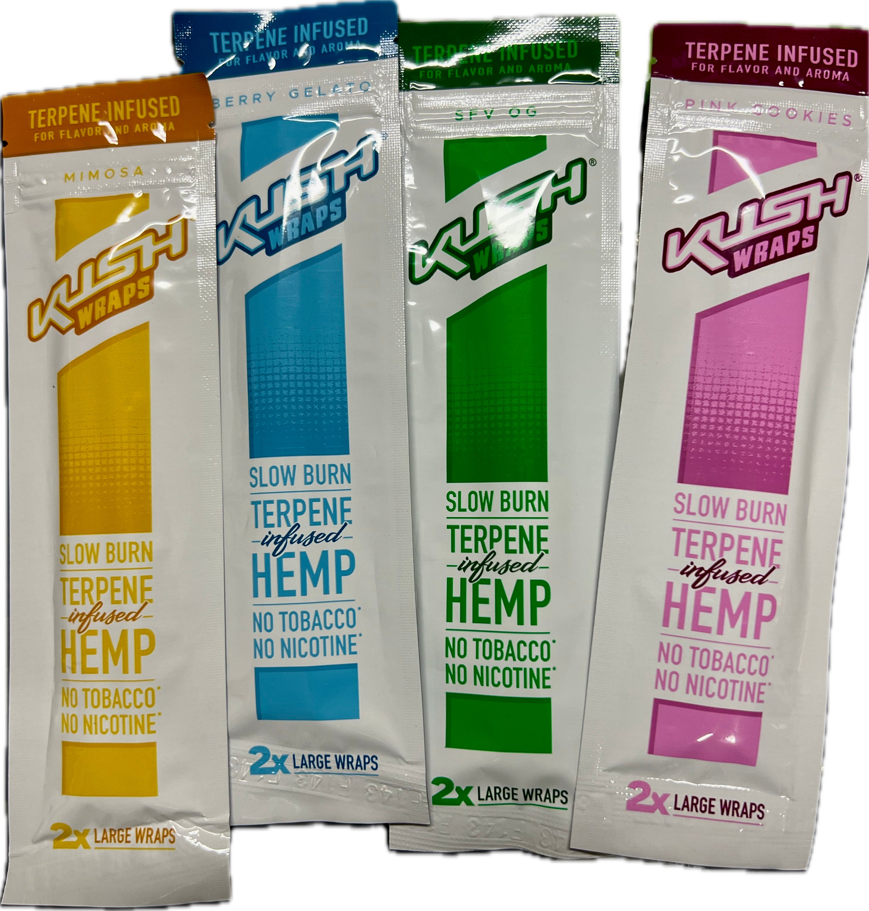 Kush Hemp Wraps Flavor Variety Bundle - 4-Pack Terpene Infused (Tobacco-Free)