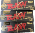 Raw Unrefined Classic Black 1.25 (1 1/4) Size Cigarette Rolling Papers (3 Count)