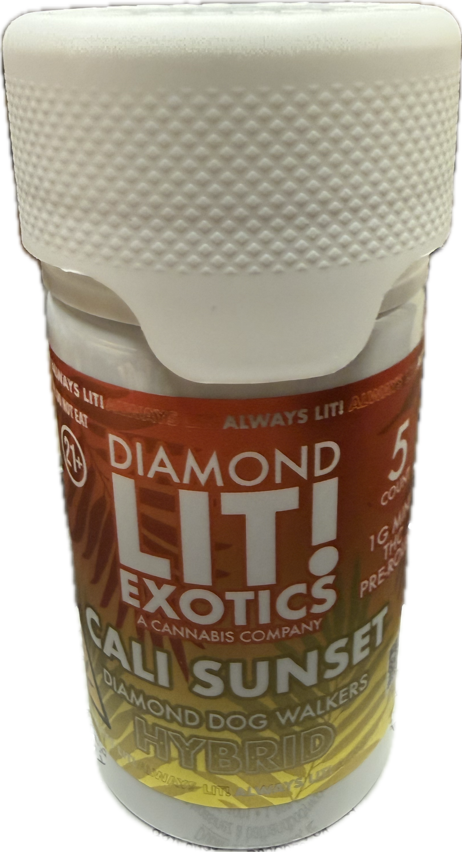 Diamond Lit! Exotics Dog Walkers - 1G Delta-8 Pre-Rolls 5ct Jar (Sativa/Hybrid/Indica)