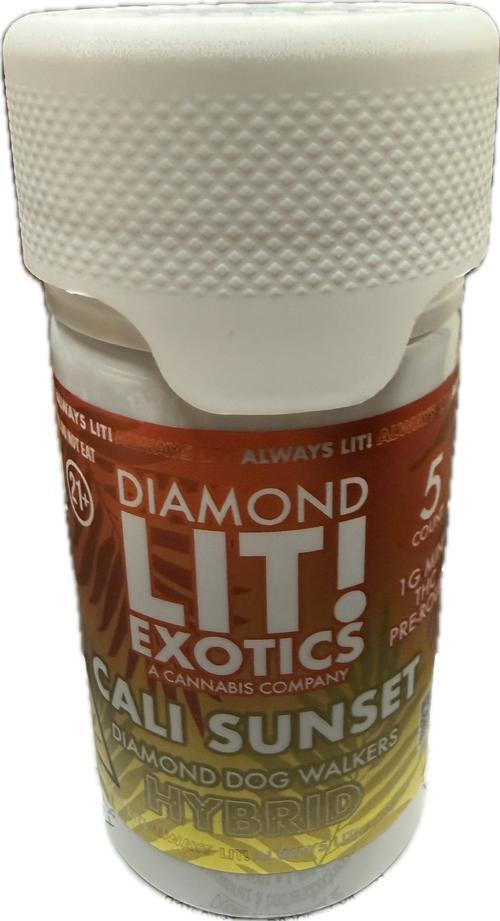 Diamond Lit! Exotics Dog Walkers - 1G Delta-8 Pre-Rolls 5ct Jar (Sativa/Hybrid/Indica)