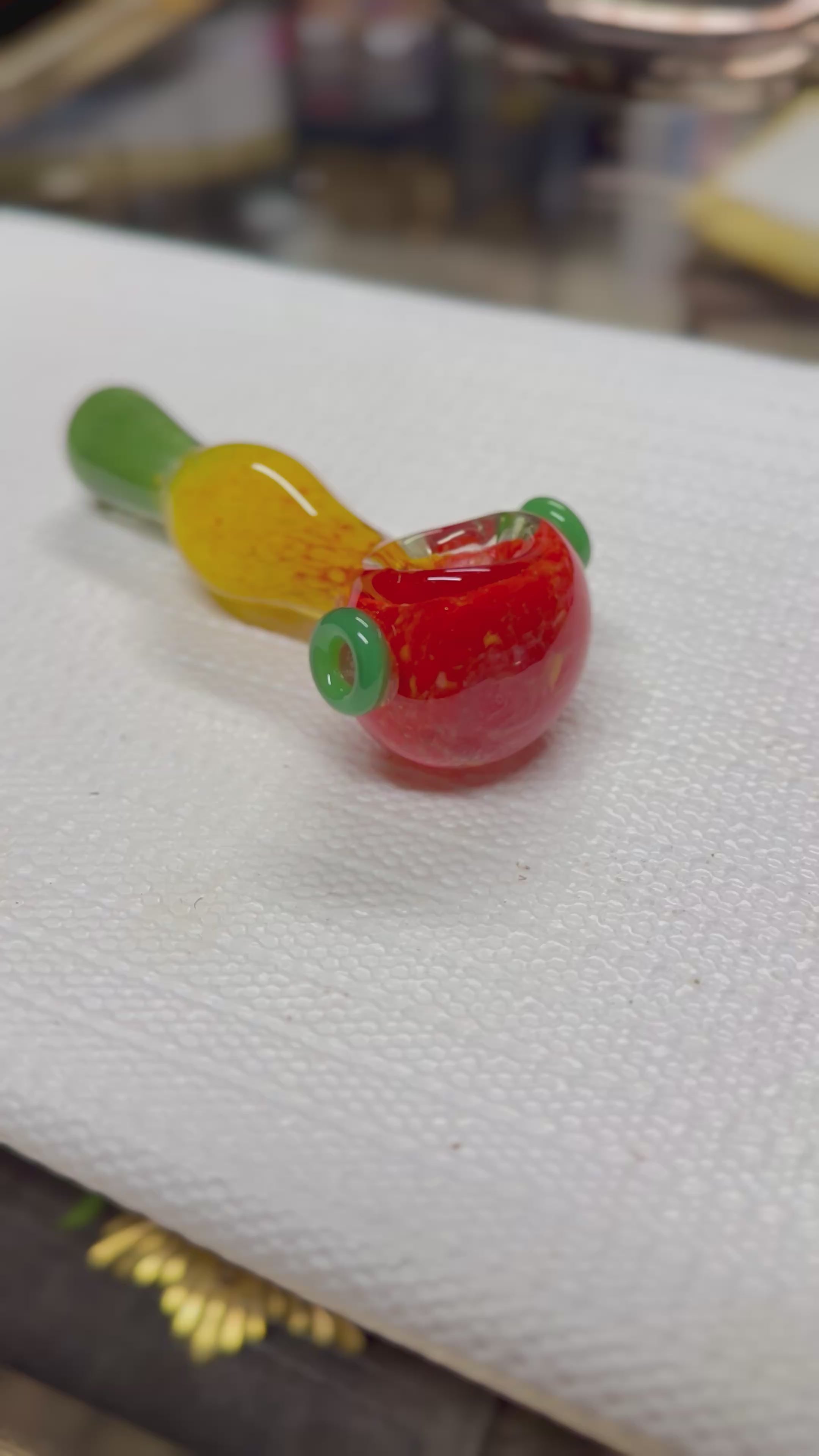 Ripkitty 3.5" Rasta Art Spoon Pipe - Handblown Glass Dry Herb Pipe